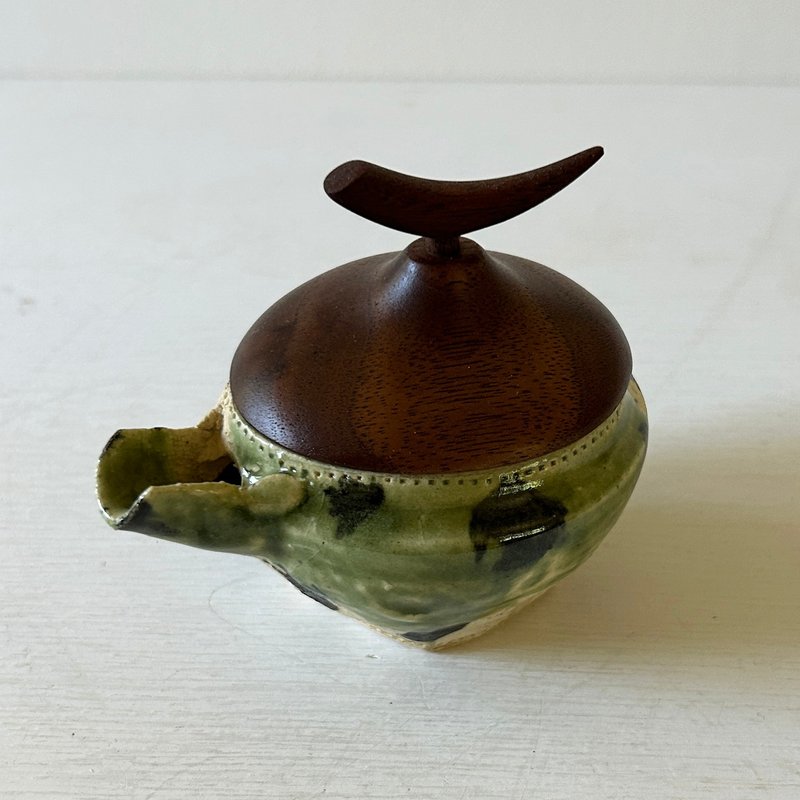 迷你片口，白色和绿色 - 碗 - 陶 绿色