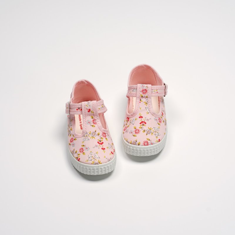 西班牙帆布鞋 CIENTA  51027 03 小花布 经典布料 童鞋 T字款 - 童装鞋 - 棉．麻 白色