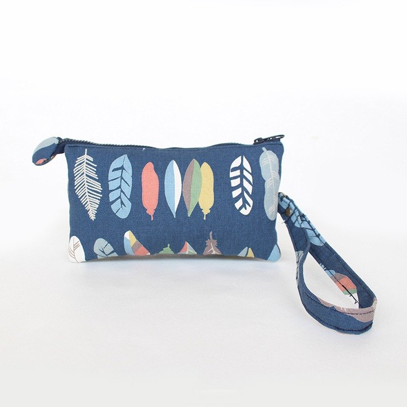 羽毛印花双层长夹/钱包 手机包 - 皮夹/钱包 - 棉．麻 