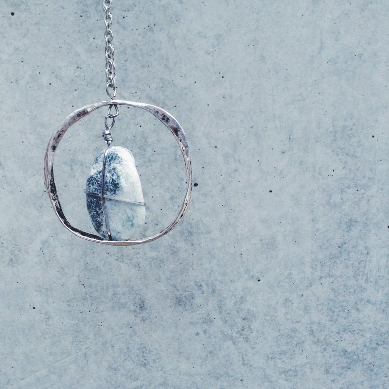 定制化不规则圈绕线水晶项链 - 项链 - 其他金属 灰色