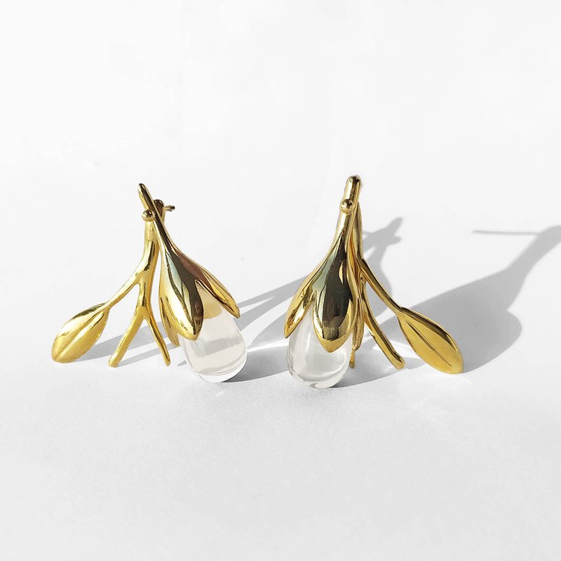 【雙11折扣】Silver Earrings , Quartz earrings, stud earrings ,dew drop - 耳环/耳夹 - 纯银 