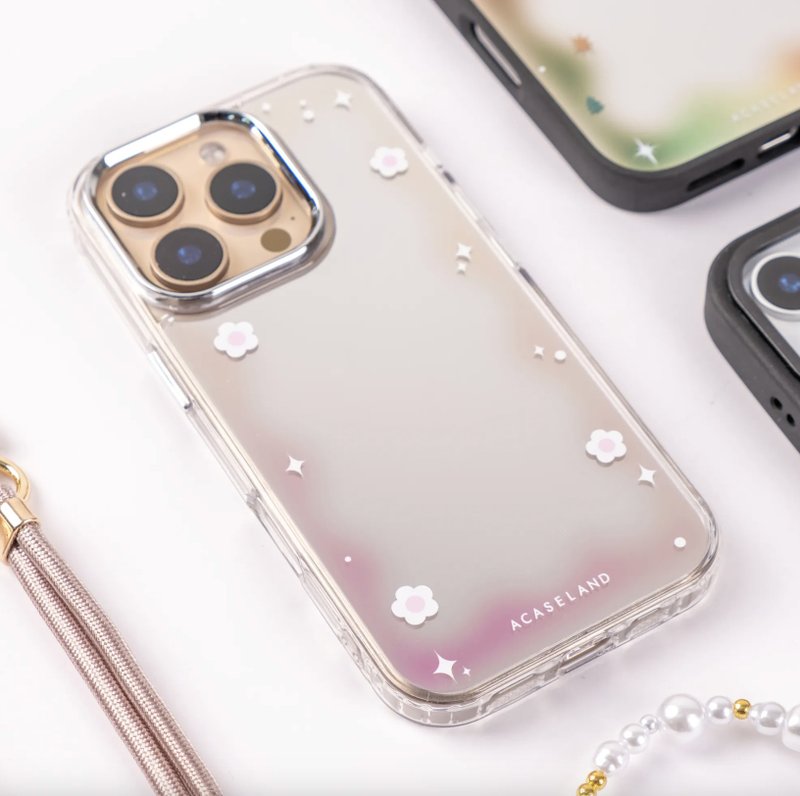 定制化 | 可爱小花魔镜框 镜面手机保护殻 - 手机壳/手机套 - 塑料 