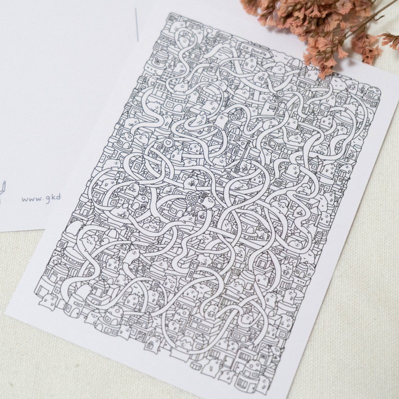 黑白涂鸦明信片 Set2 - 卡片/明信片 - 纸 黑色