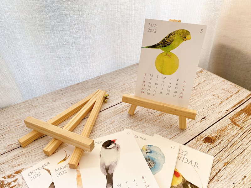 2022年 鹦鹉.文鸟 / 猛禽 水彩月历卡 - 卡片/明信片 - 纸 