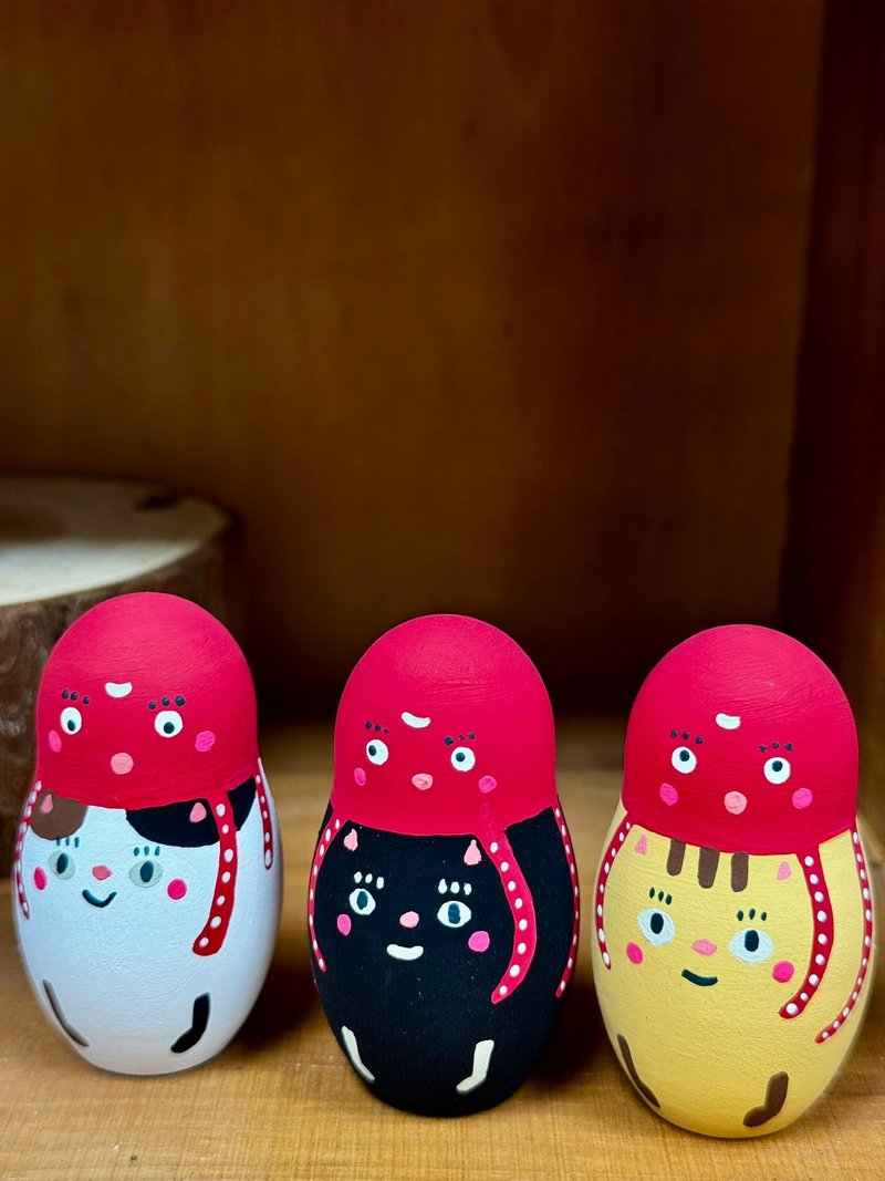 okamemono | 猫章鱼木偶 5.5CM - 摆饰 - 木头 