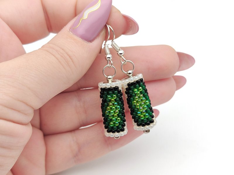 DIY material package, Diy kit peyote earrings, DIY手作耳環材料包, 材料包, 居家DIY耳環 - 编织/刺绣/羊毛毡/裁缝 - 玻璃 绿色