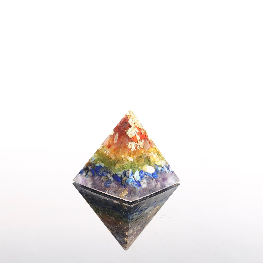 【母亲节礼物】脉轮圣殿 - 生命之花彩虹奥刚金字塔 Orgonite 水晶疗 - 摆饰 - 半宝石 多色