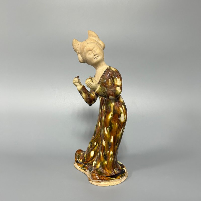 唐三彩仕女乐俑 - 摆饰 - 陶 卡其色