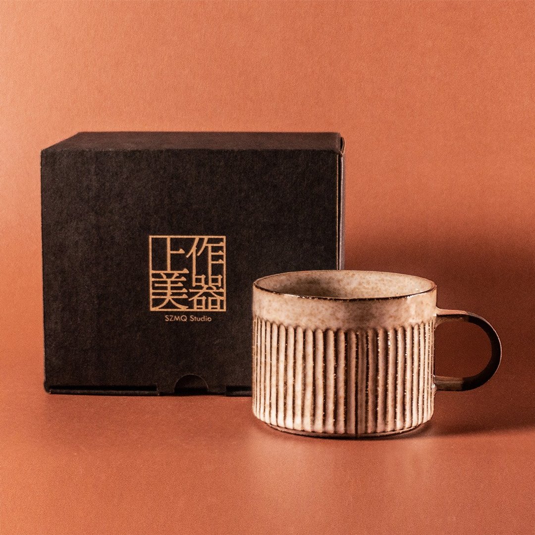直纹马克杯250ml(三次烧) - 咖啡杯/马克杯 - 陶 