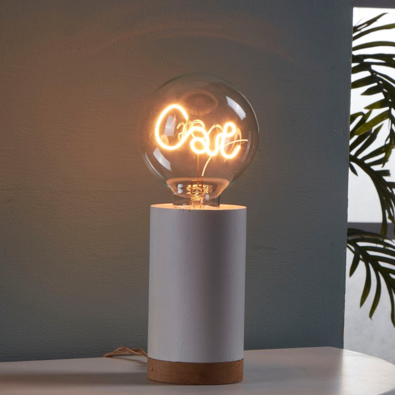 圆柱形木制小夜灯 - 含1个 猫咪 LED 灯泡 - 灯具/灯饰 - 玻璃 卡其色