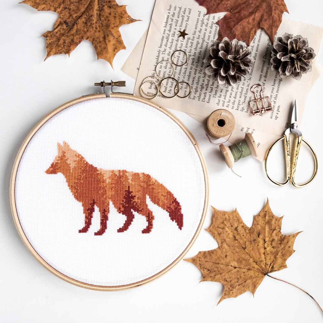 Fox Silhouette Cross Stitch PDF Pattern 十字繡 - 编织/刺绣/羊毛毡/裁缝 - 其他材质 