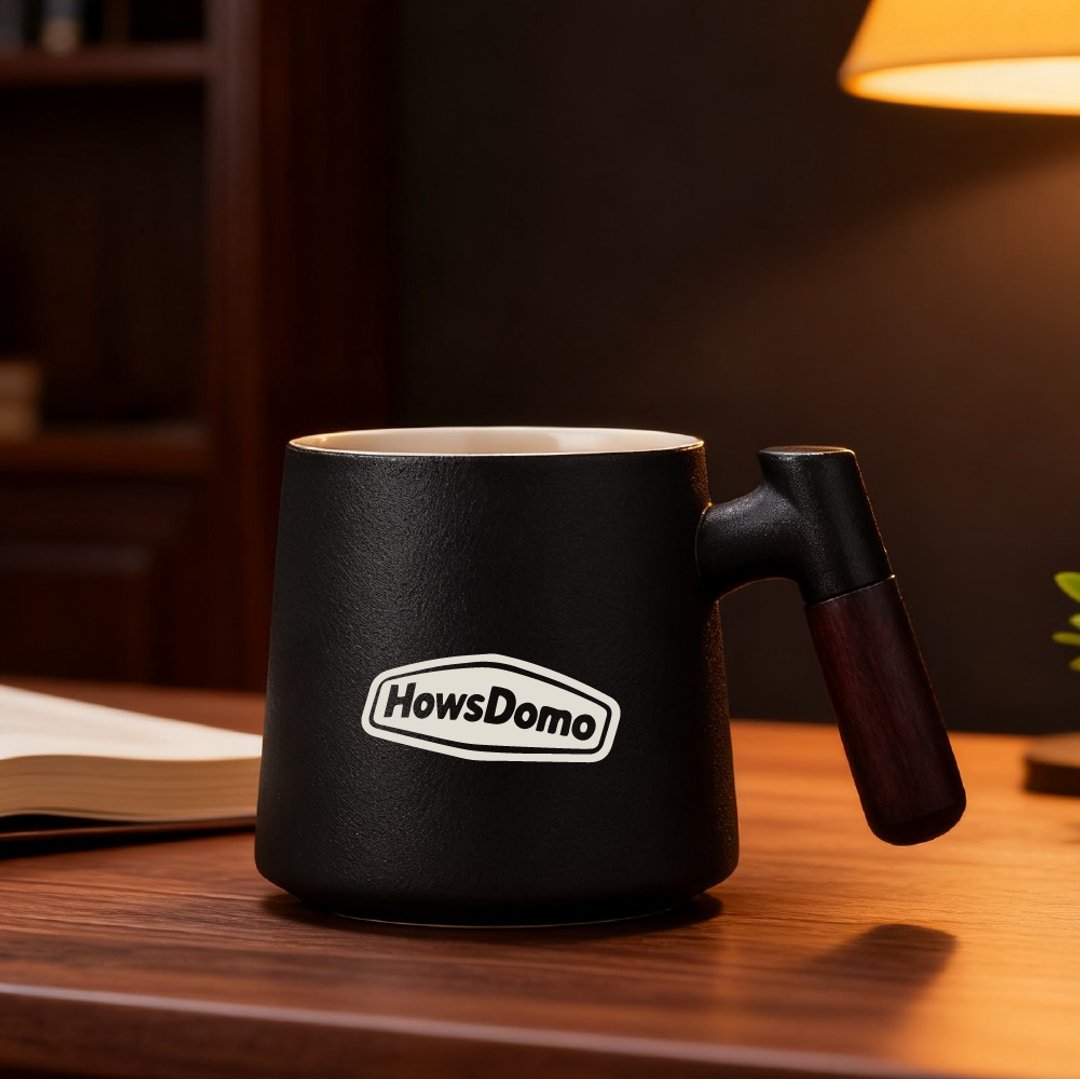【好事多磨】DOMO熊陶瓷咖啡杯礼盒-磨砂黑380ml - 咖啡杯/马克杯 - 瓷 黑色