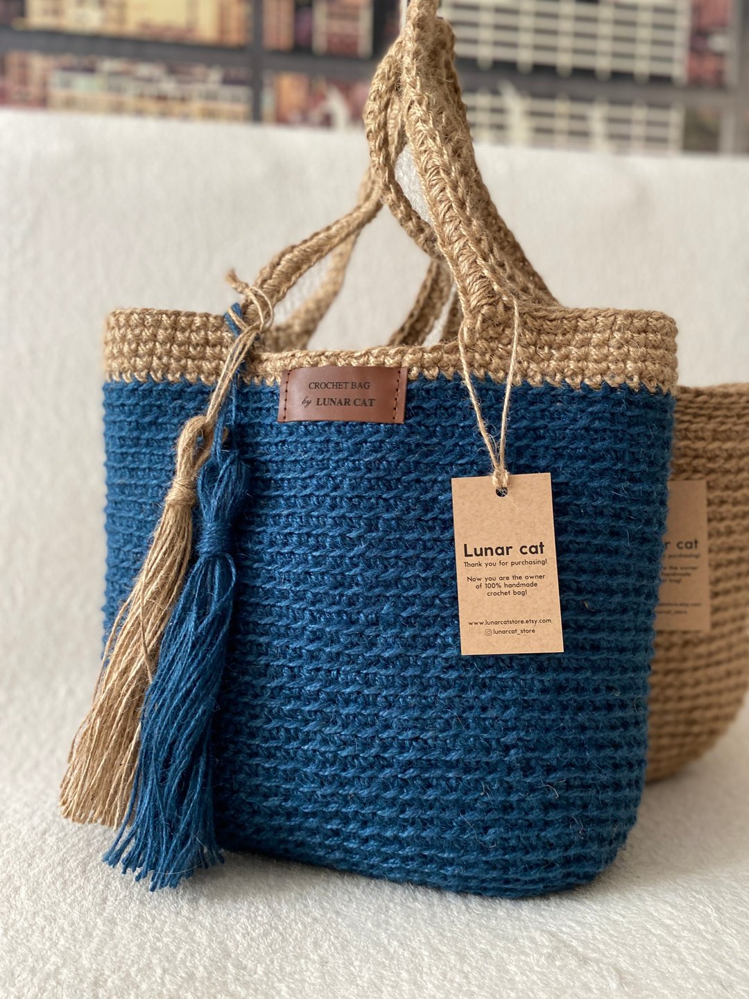 PDF PATTERN Crochet Jute Bag, New York Jute Bag Pattern - 手工艺教程/工具书 - 其他材质 