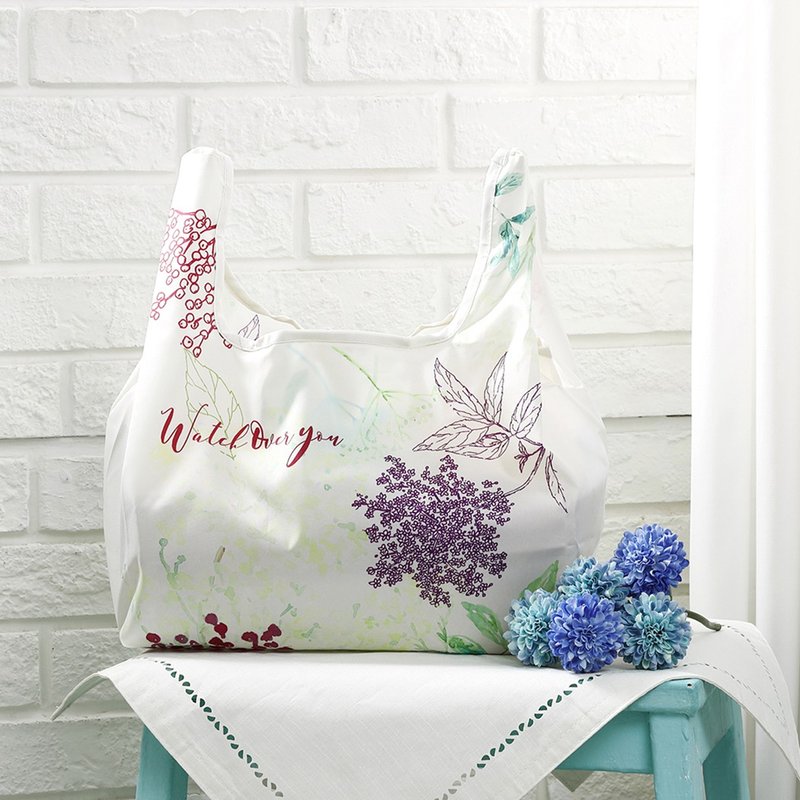 日本 Prairie Dog 折叠口袋包 (抗菌 + 防泼水)- 花楸 - 手提包/手提袋 - 聚酯纤维 白色