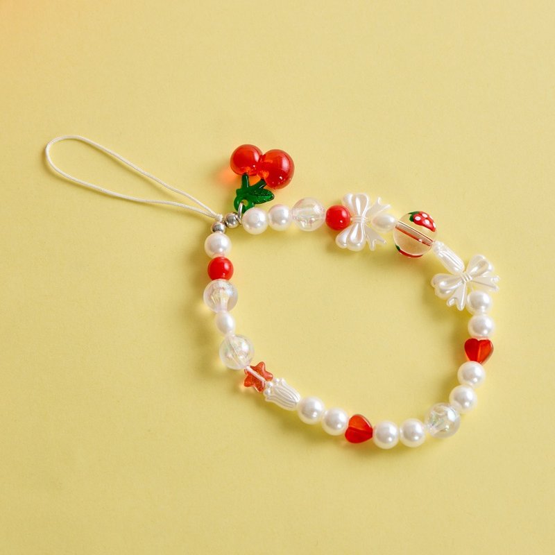 质感选品珍珠樱桃串珠吊饰 - 手机配件 - 压克力 透明