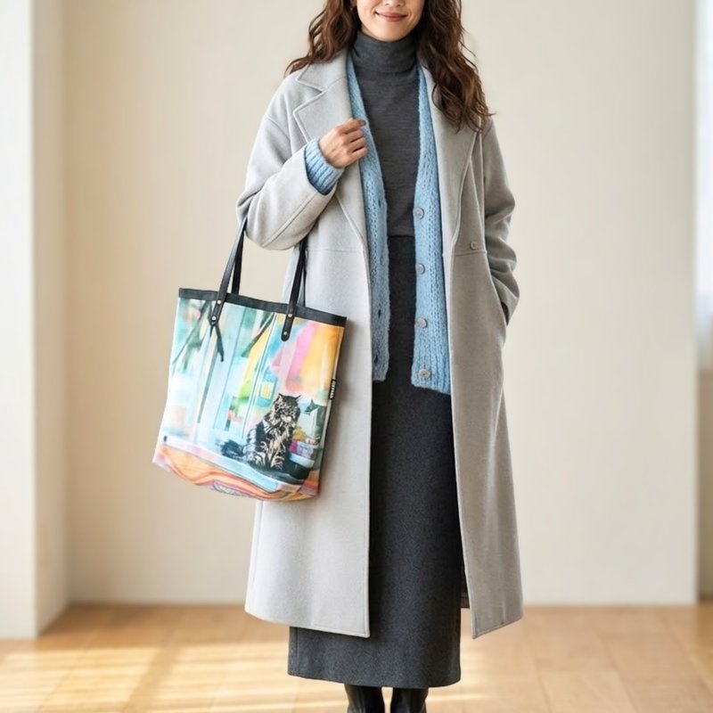 【一点物】猫咪摄影大托特包 - 手提包/手提袋 - 棉．麻 多色