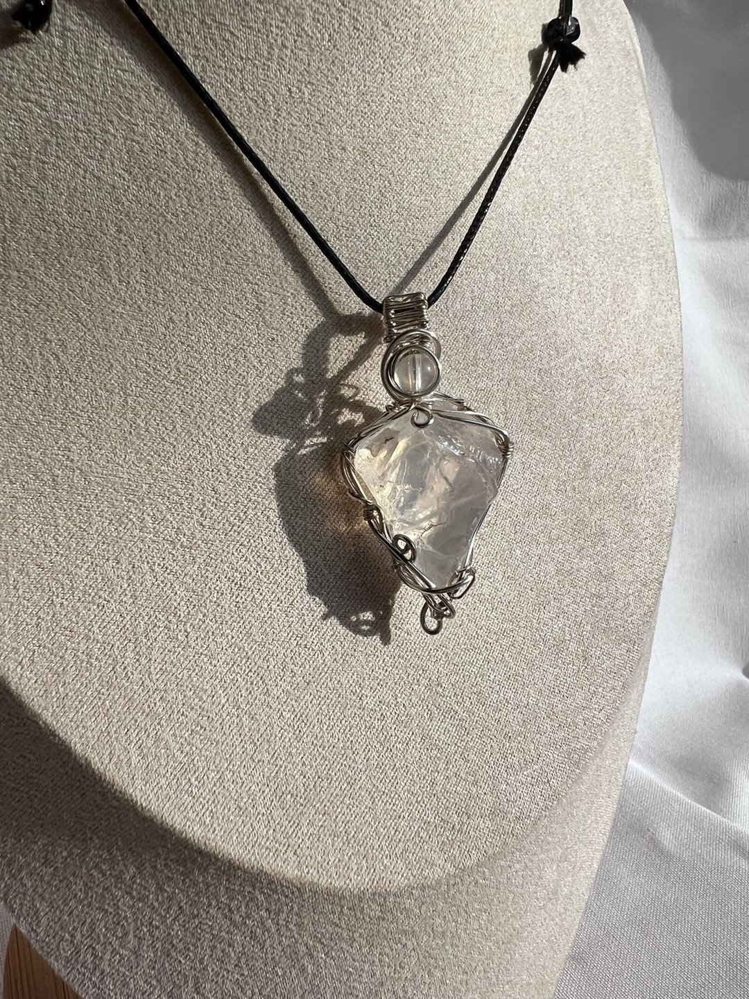 水晶金属编织_皮绳项链_森系饰品_天然石_矿石_铜镀S925银 - 项链 - 水晶 