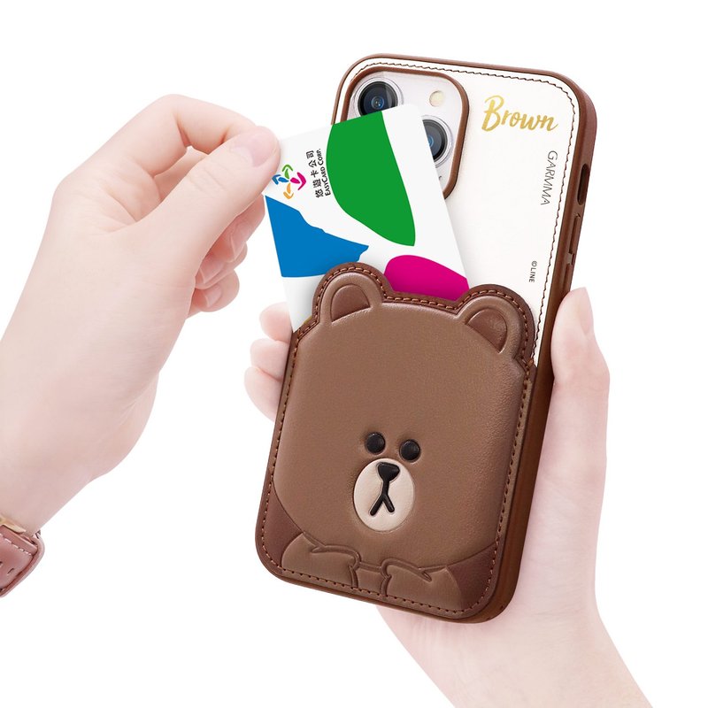 GARMMA LINE FRIENDS iPhone 14系列 烫金皮革保护套 嘟嘟熊大 - 手机壳/手机套 - 塑料 