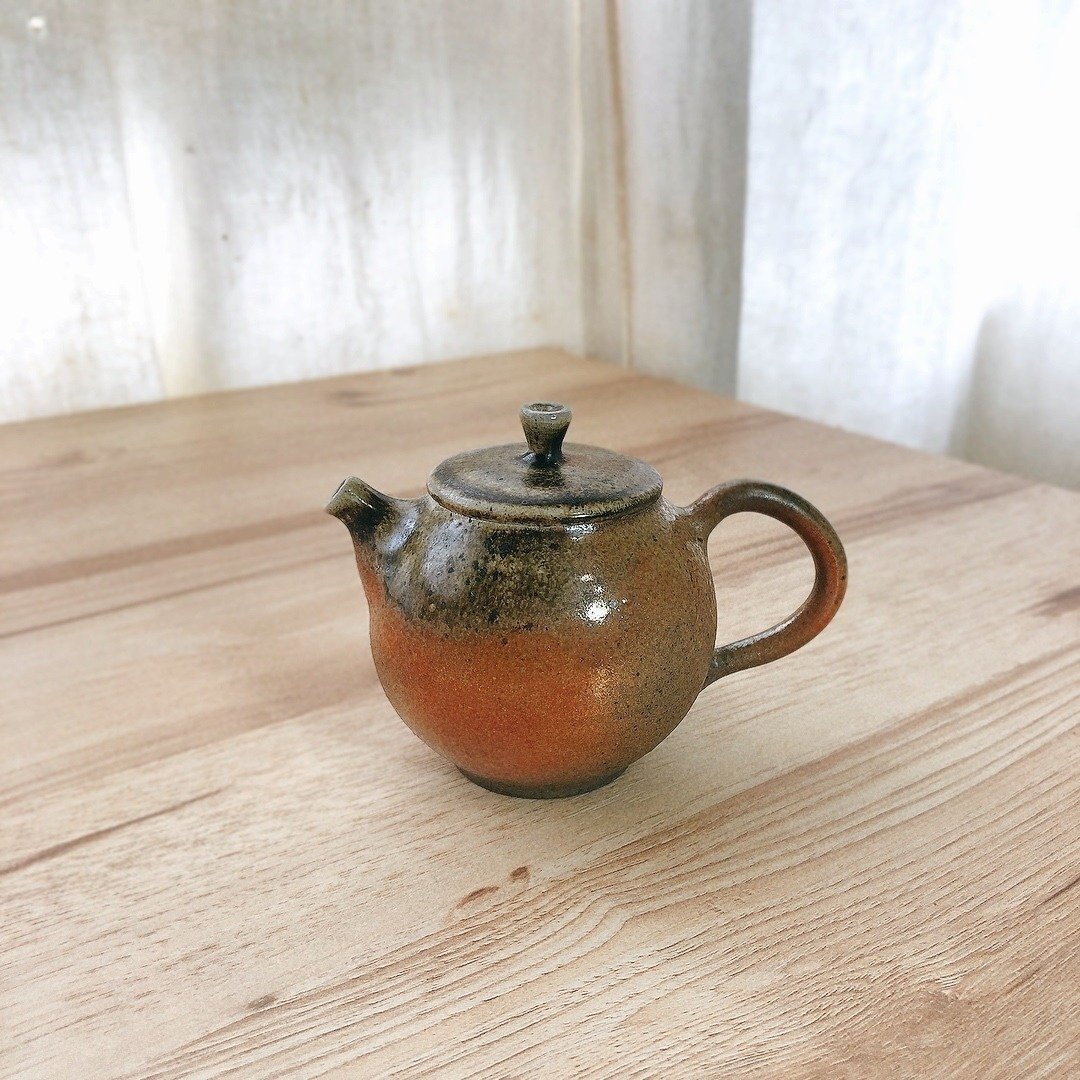柴烧茶壶 橘红色 - 茶具/茶杯 - 陶 橘色