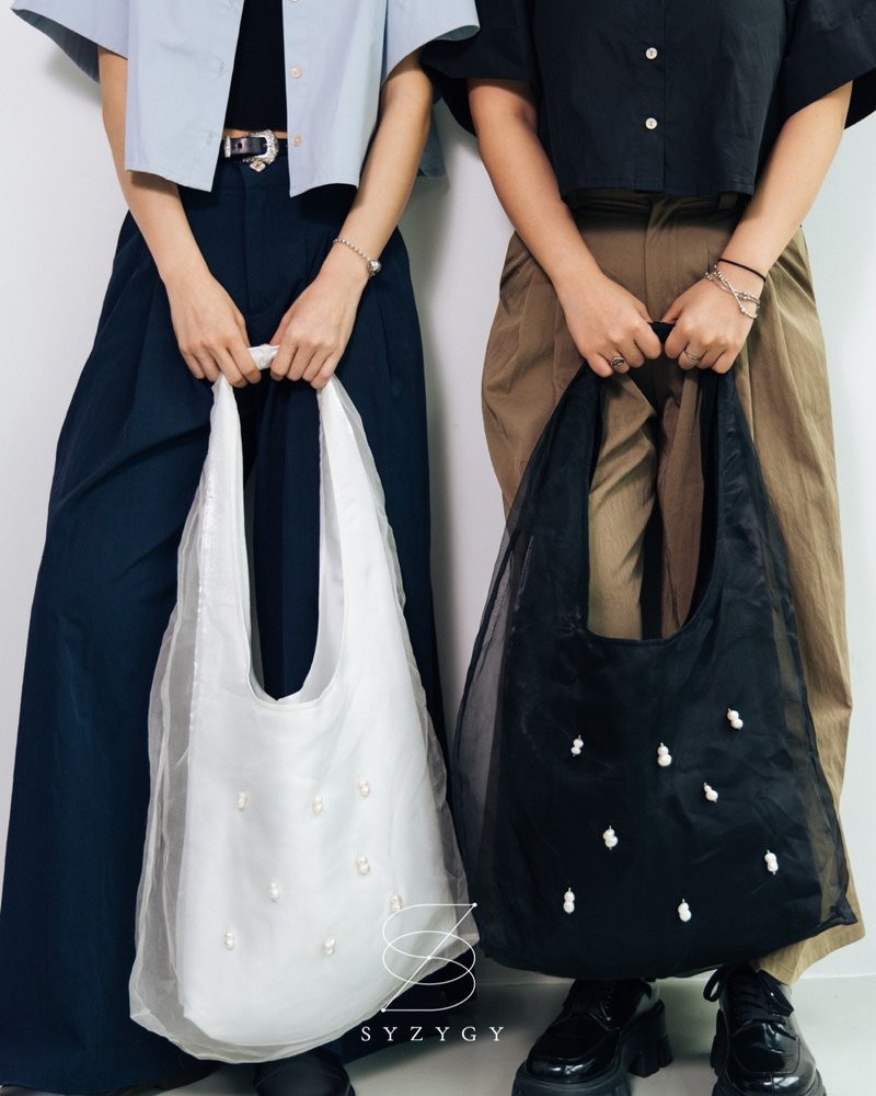 两料布贝壳包 - 侧背包/斜挎包 - 其他材质 黑色