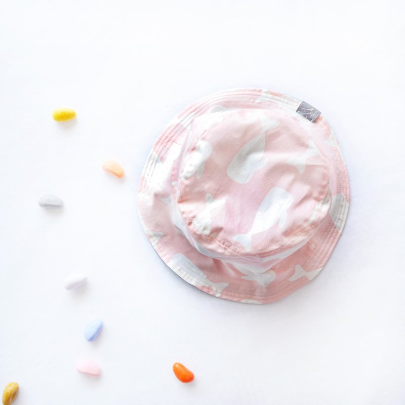 夏日双面渔夫帽系列 | 粉红鲸鱼 - 帽子 - 棉．麻 粉红色