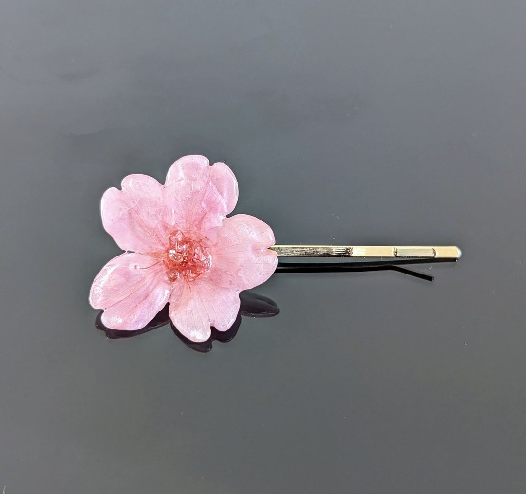 Early Bloom 永生花  真花 早开的樱花 簪　发饰 - 发饰 - 树脂 粉红色