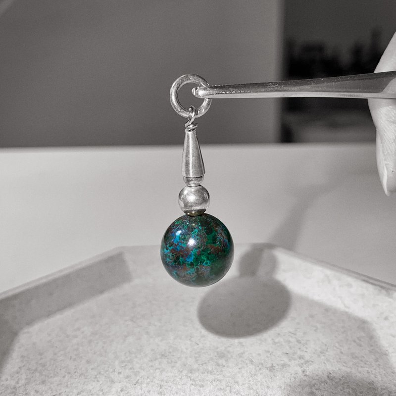 凤凰石球体银制吊坠 - 项链 - 半宝石 