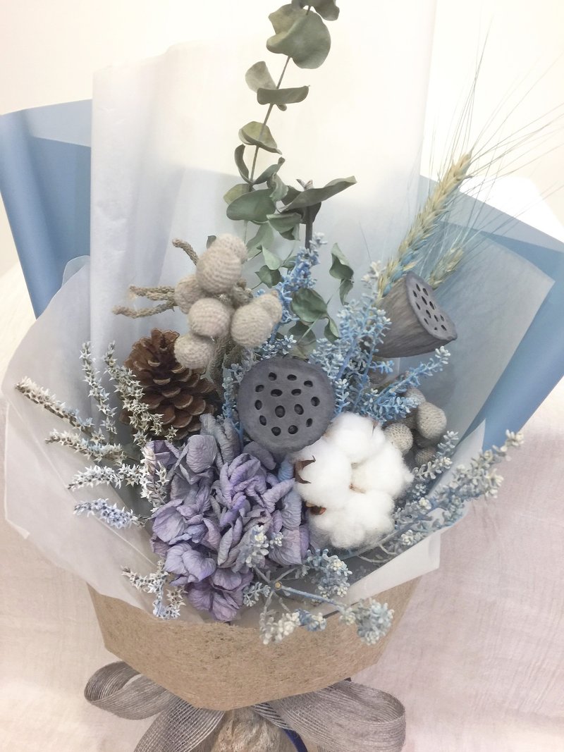 知性墨蓝紫色系干燥花束─毕业花束教师节花束 - 干燥花/捧花 - 植物．花 蓝色