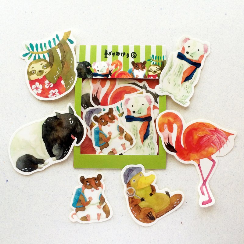 新品! 动物们 ⑥ 贴纸包 - 贴纸 - 纸 绿色