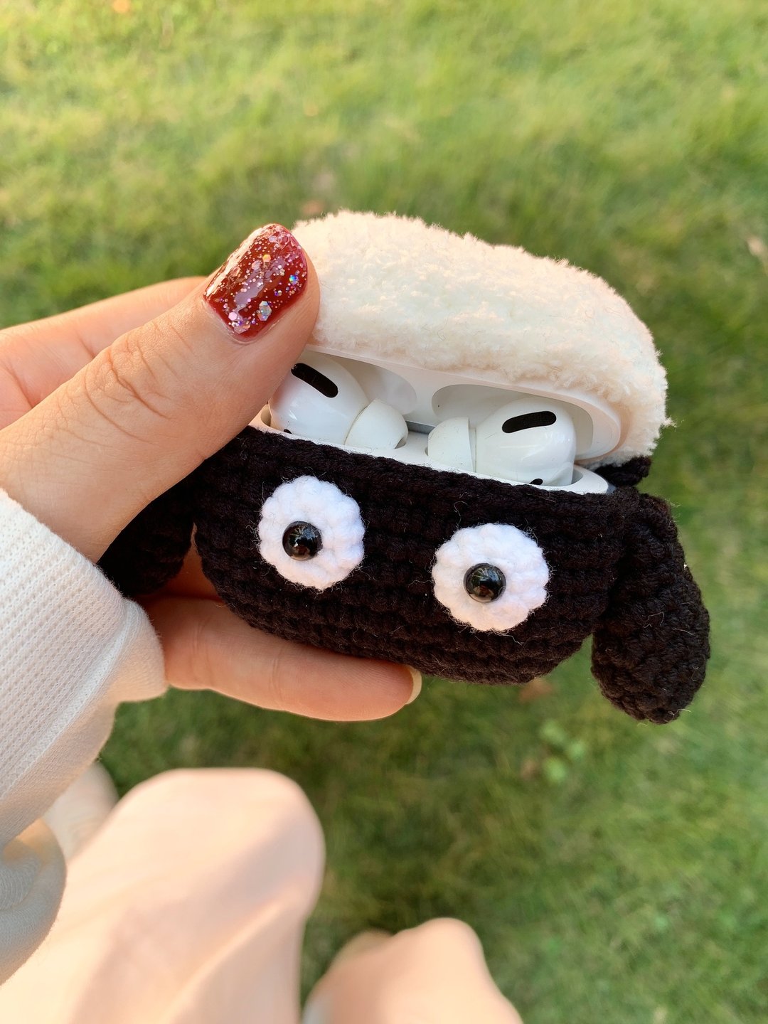 手工原创设计小羊羔耳机套钩织耳机套苹果无线耳机AirPods Pro - 手机壳/手机套 - 棉 