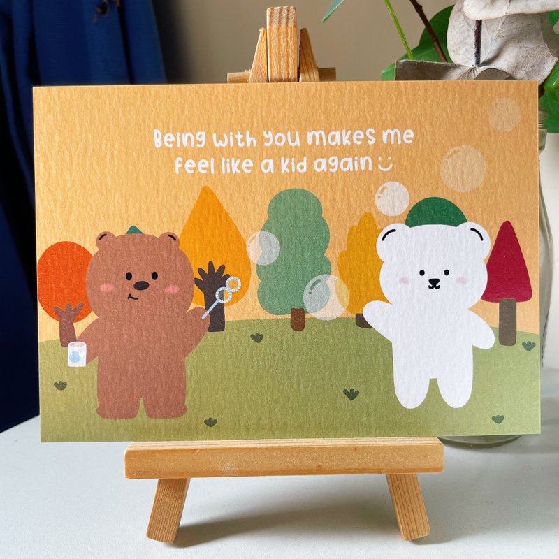 #75 _smallthings 插画明信片(吹泡泡) - 卡片/明信片 - 纸 多色