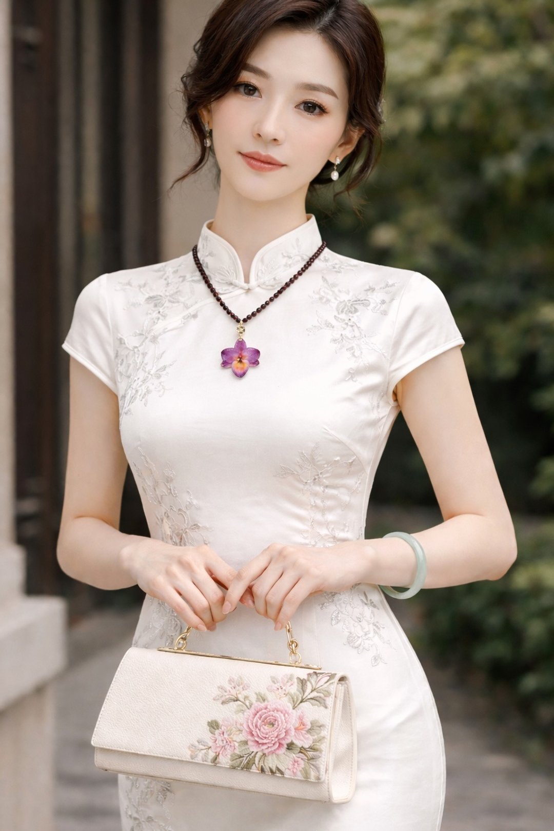 兰花/手工真花项链/石榴半宝石/气质女性饰品/生日礼物/谢师礼 - 项链 - 植物．花 