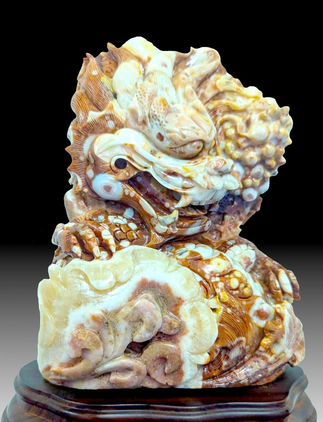 【龙宫舍利】龙王巧雕 破浪之王 七星龙王之一 收藏品 稳固 招财 - 摆饰 - 石头 卡其色