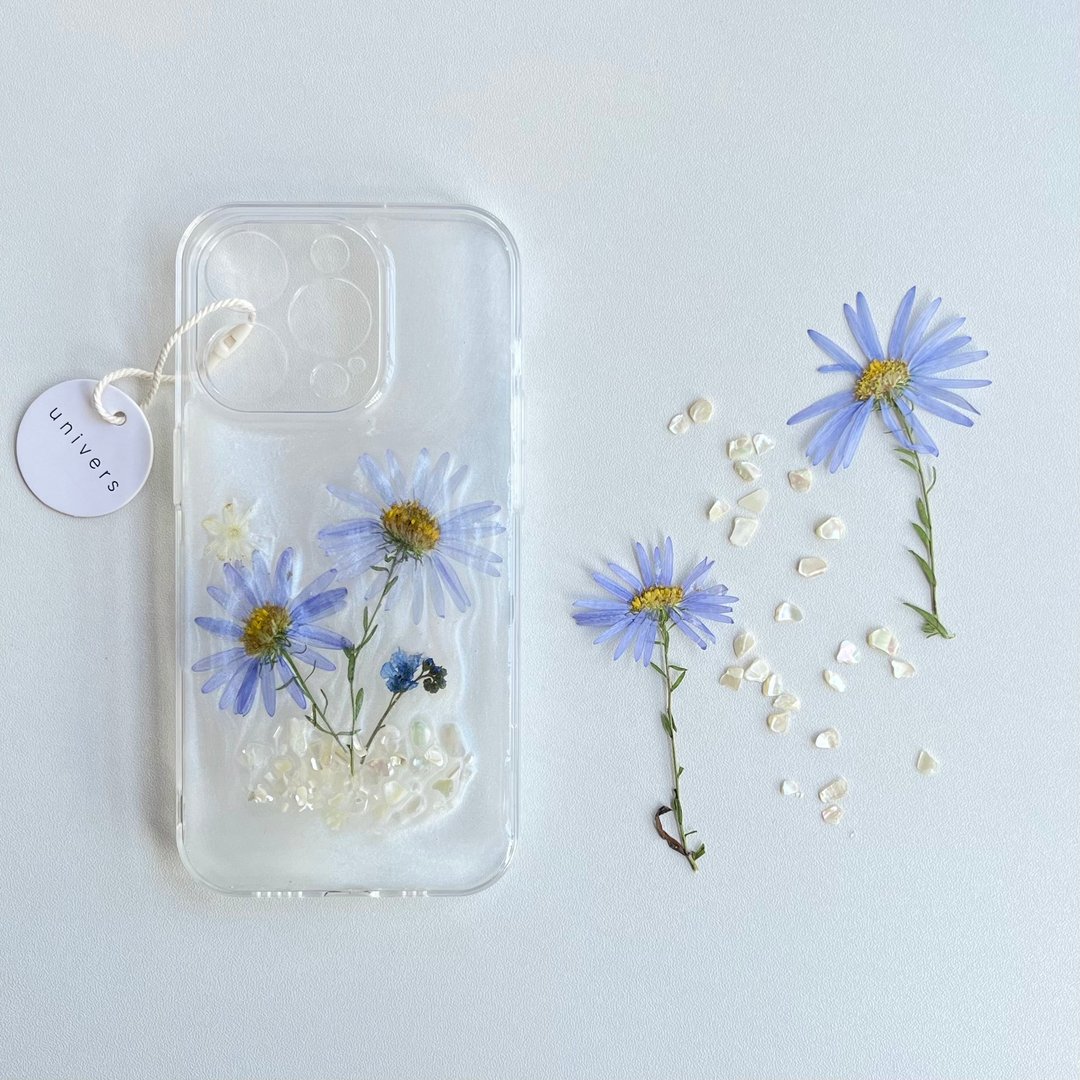 馬蘭乾花押花IPhone /Samsung手機殼 - 手机壳/手机套 - 树脂 蓝色