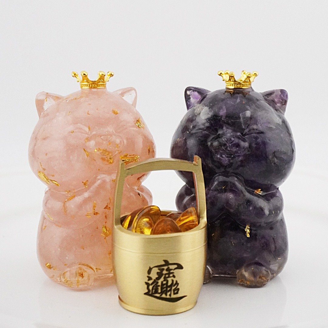 【Hourrae荷莱】 定制礼物 订制 祈福招财猫 一桶金 水晶摆件 - 摆饰 - 水晶 多色