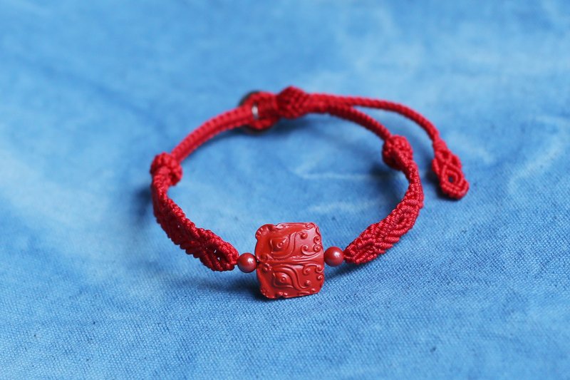 春秋原创 | 全手工 手绳 水飞砂神兽  s925纯银扣 - 手链/手环 - 半宝石 红色