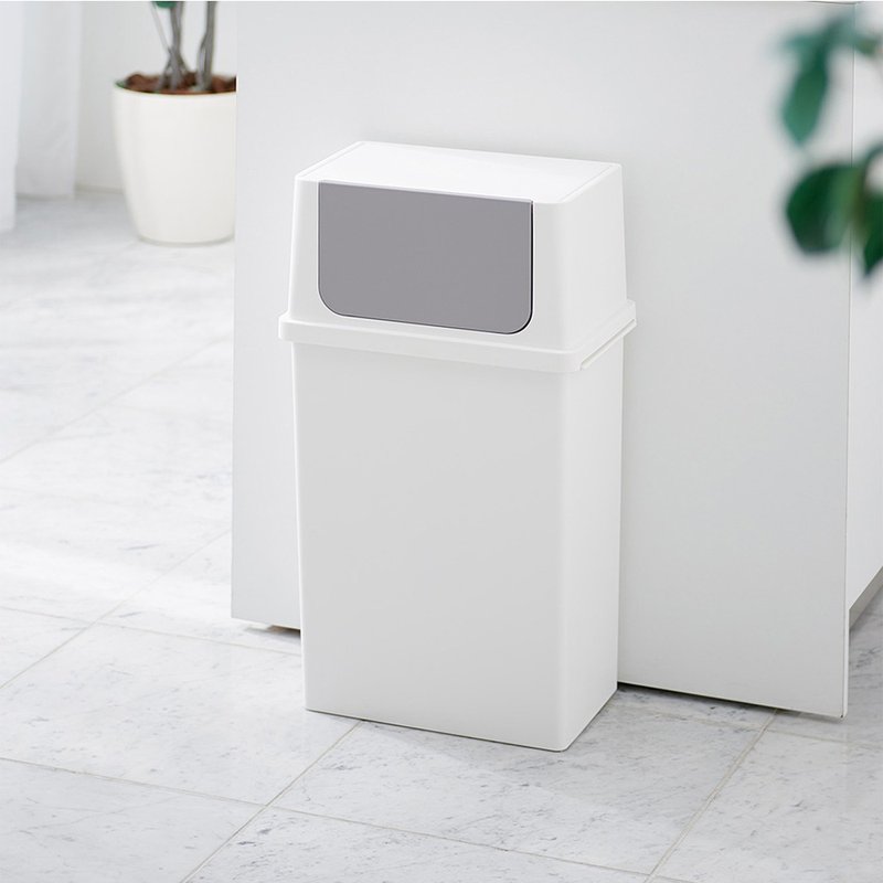 日本like-it 可叠式推盖宽版垃圾桶-25L - 垃圾桶 - 塑料 白色