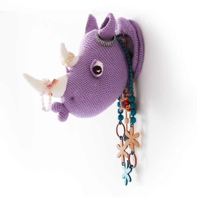 Amigurumi Rhino Crochet Pattern, Rhinoceros Head Faux Taxidermy, Wall Decor, DIY - 手工艺教程/工具书 - 其他材质 