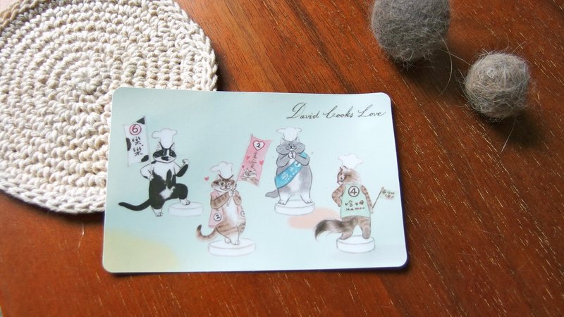 插画猫咪-悠游卡贴纸 D-选举四大天王 - 贴纸 - 防水材质 绿色