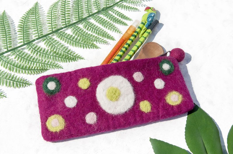 悠游卡套 钞票羊毛毡手机袋 悠游卡包 识别证包 羊毛毡化妆包 民族风包 笔袋 餐具袋 手工手机袋 笔盒圣诞礼物-彩虹点点 - 铅笔盒/笔袋 - 羊毛 多色