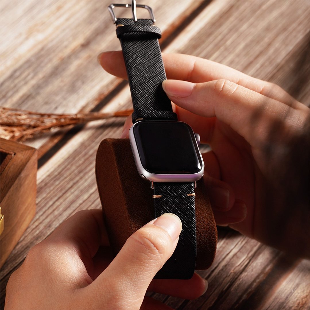 Apple watch - 十字纹真皮苹果表带 - 表带 - 真皮 橘色