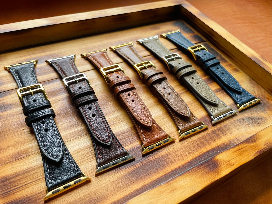 【Apple Watch 16mm 山羊皮 窄版 经典表带】各版本适用 苹果表带 - 表带 - 真皮 咖啡色