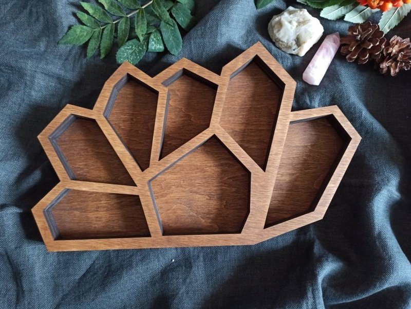 Wooden tray organizer to display jewelry, crystal, trinket storage. - 摆饰 - 木头 咖啡色