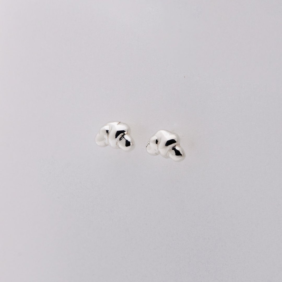 云朵耳环 - 耳环/耳夹 - 纯银 