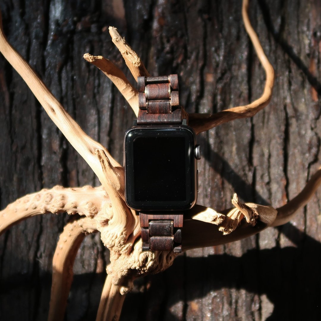 香港手作紫光檀木制表带 (智能表及 Apple Watch 适用) - 表带 - 木头 黑色