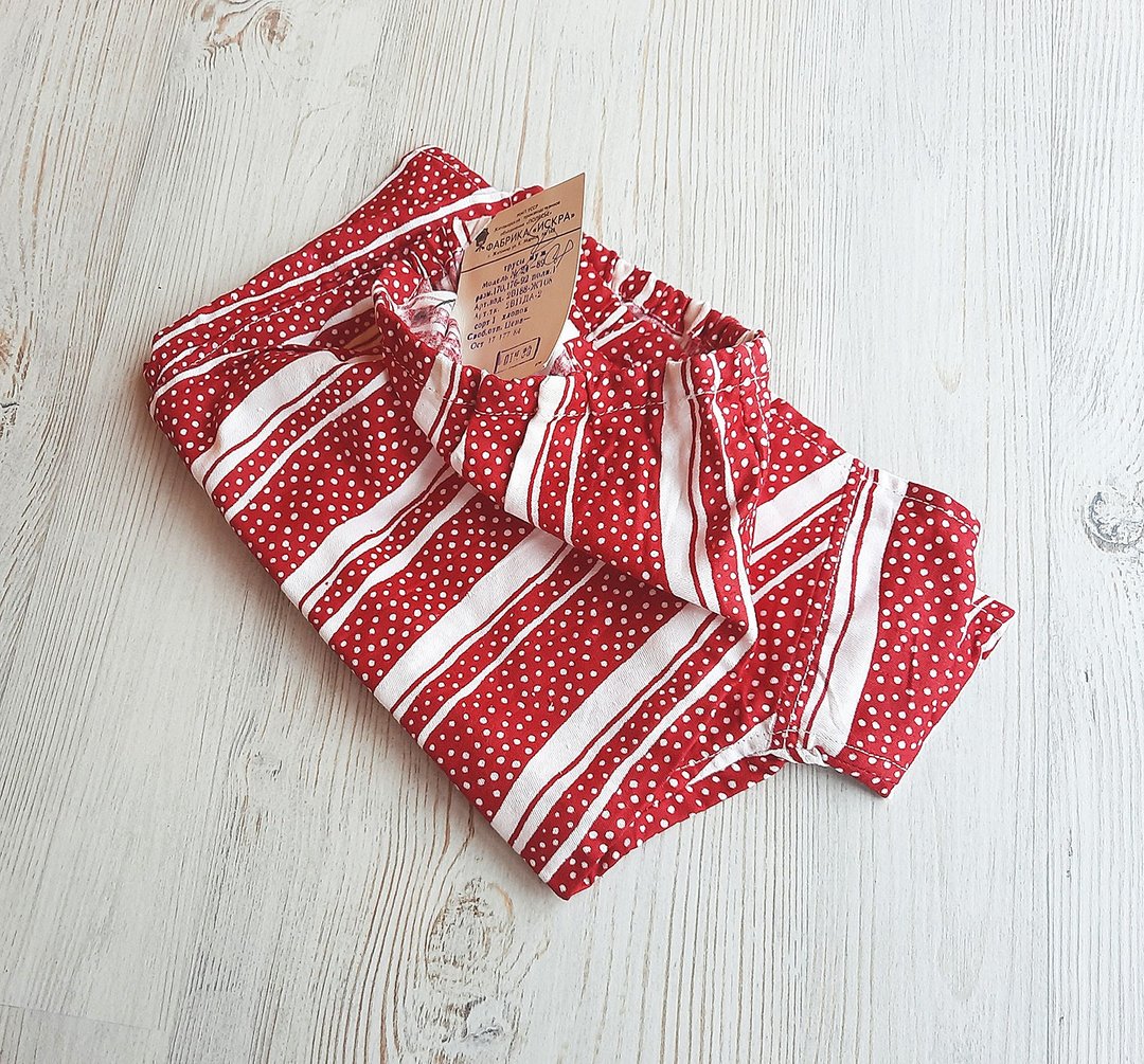 Vintage cotton mens boxers size M red white polka dot underpants Soviet Ukraine - 男士内衣裤 - 棉．麻 红色