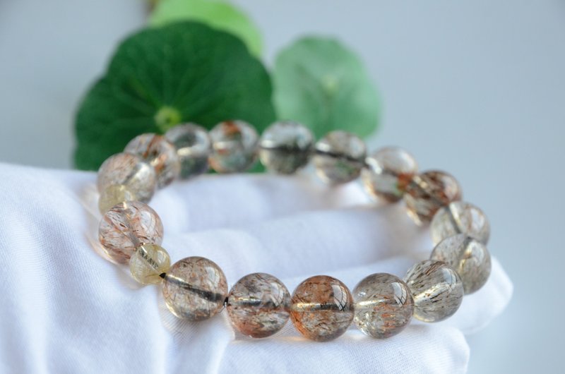 【星晷】天然黑金超七大尺寸圆珠手串手链 - 手链/手环 - 水晶 