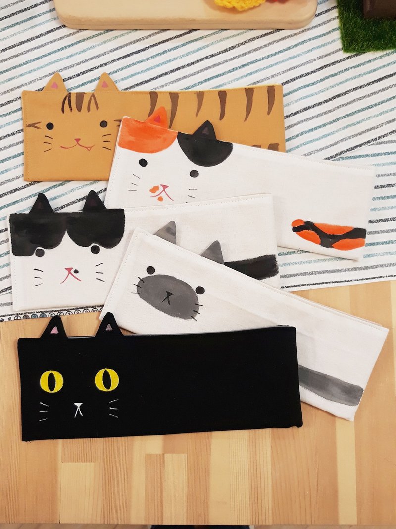 环保小猫/餐具袋/餐具收纳袋/环保吸管袋 - 收纳用品 - 棉．麻 多色