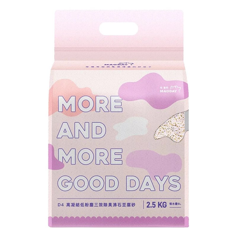 毛商行 Maoday D3三效除臭条型豆腐砂2.5kg 沸石款 (1包入) - 猫砂/猫砂垫 - 环保材料 粉红色