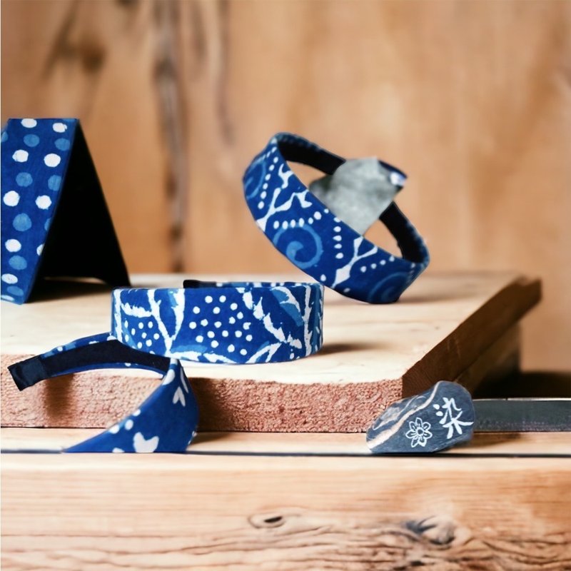 蓝染发箍出货三件不挑花色 - 发带/发箍 - 其他材质 蓝色